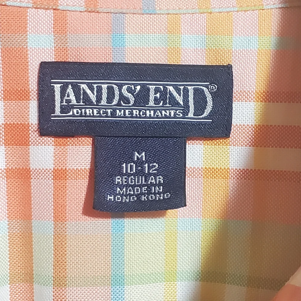 LAND'S END Long-Sleeve, Button Down Shirt Plaid Pattern Woman M (10-12) EUC - Picture 6 of 11